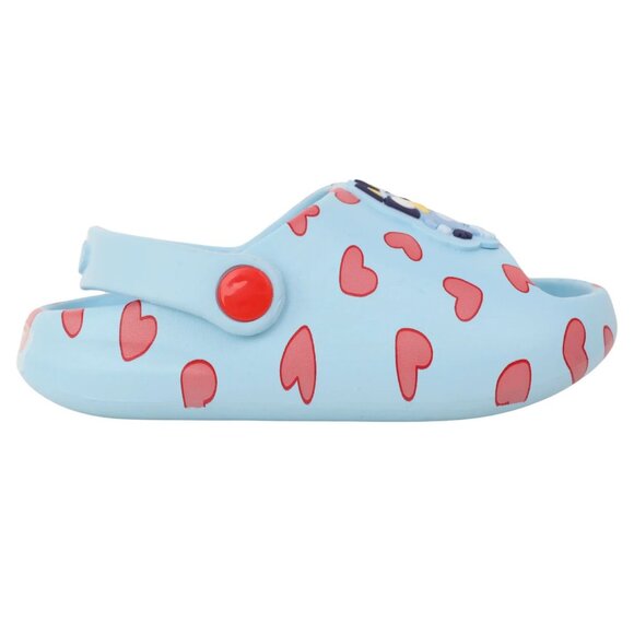 Bluey Valentine's Day Toddler Kids Slides, Size 7-8, Slip-On, Light Blue/Red - Picture 4 of 5